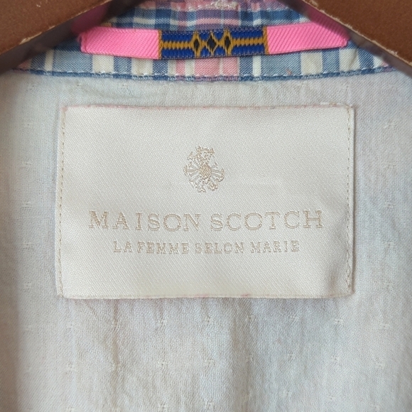 Maison Scotch Pastel Plaid Ombre Long Sleeve Button Down Shirt Blue Pink 2 - Picture 4 of 13